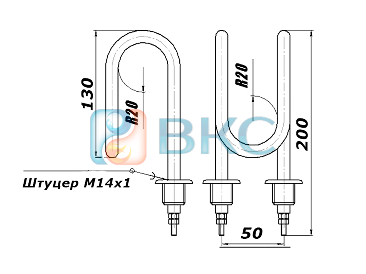 ТЭН для аквадистиллятора 67А10/2,75-J-220В ф.10, м.ц. 50 мм, ШТ М14х1