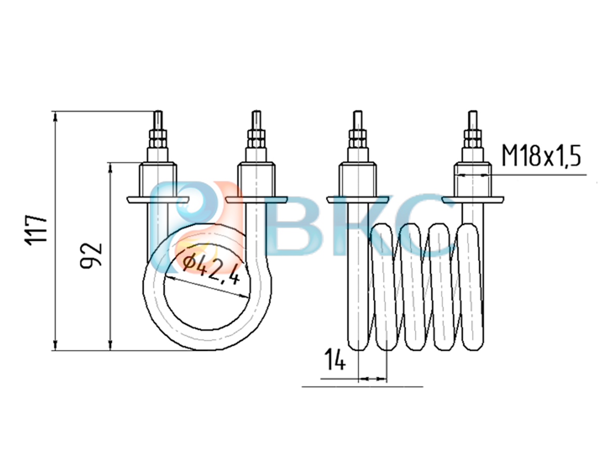 ТЭН для аквадистиллятора 86А10/2,4-J-220В, м.ц.80 мм, ШТ М18х1,5 Ливам